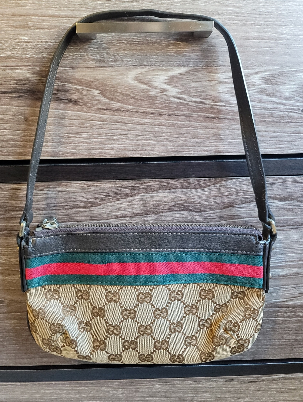 Gucci Beige/Ebony GG Canvas Jolicoeur Web Pochette